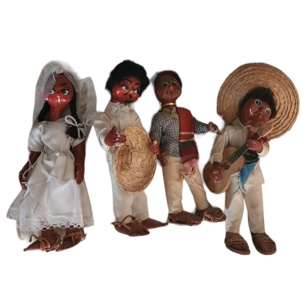Vintage Handmade Mexican Dolls Set of 4